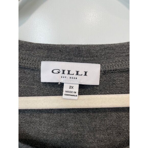 Gilli Snake Print 3/4 Sleeve Top Plus Size 2X Charcoal Gray Beige Animal Print - Picture 3 of 6